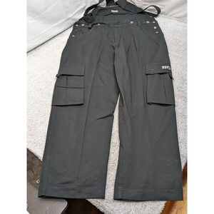 Black Overalls Coveralls BOFF W48 L33 Utility Cargo Bib Workwear Streetwear NWT